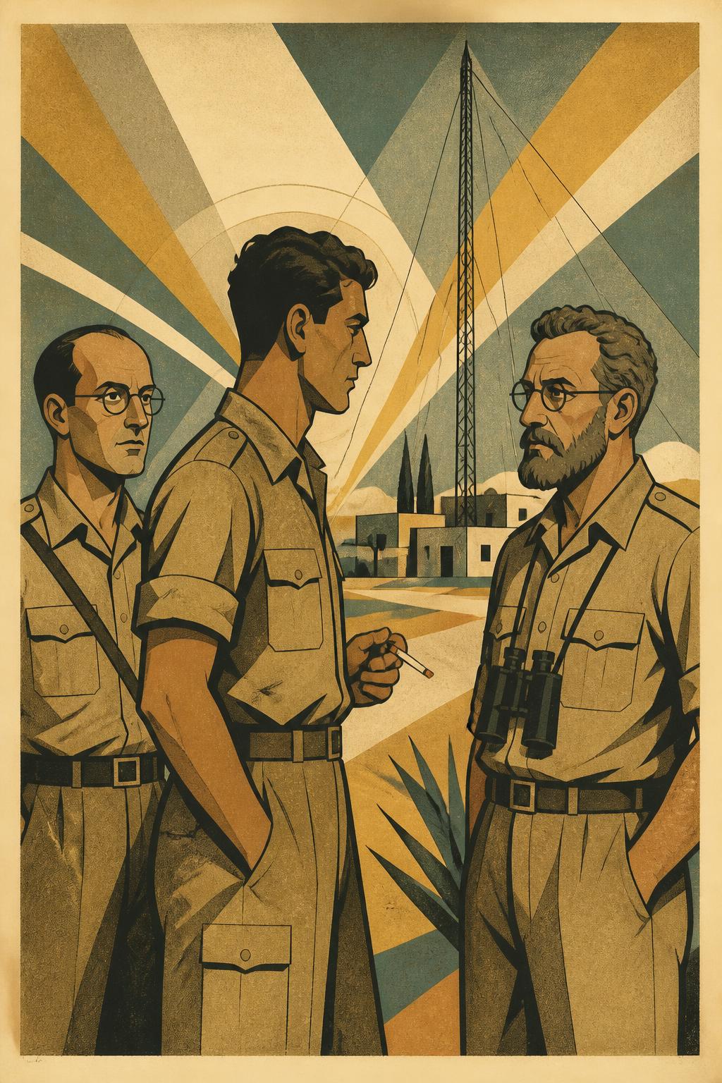 Palmach officers in khaki uniforms at an outdoor field briefing