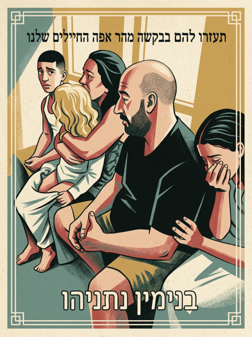 A grieving Israeli family holding one another after the hostage tragedy