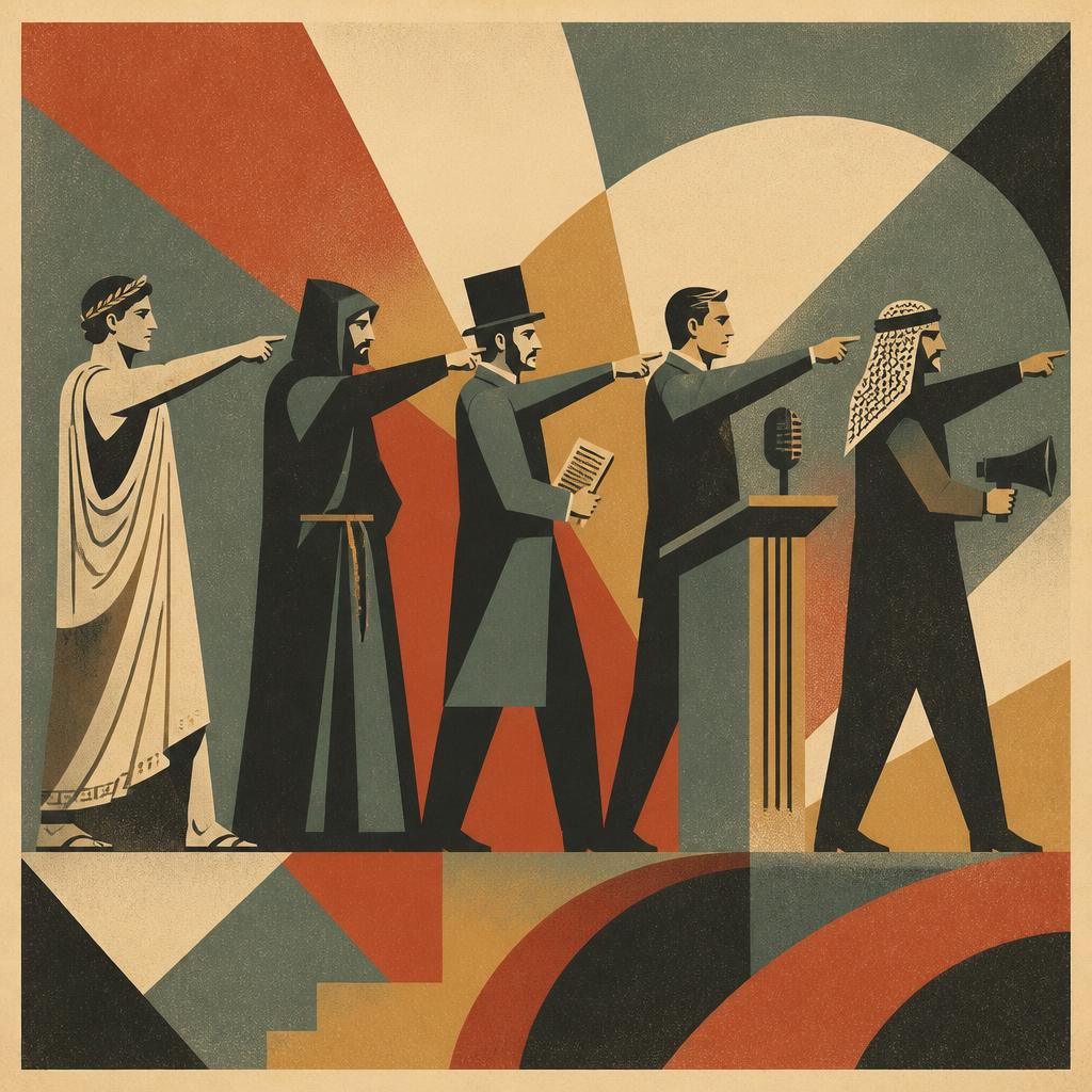 A frieze of accusers across the centuries