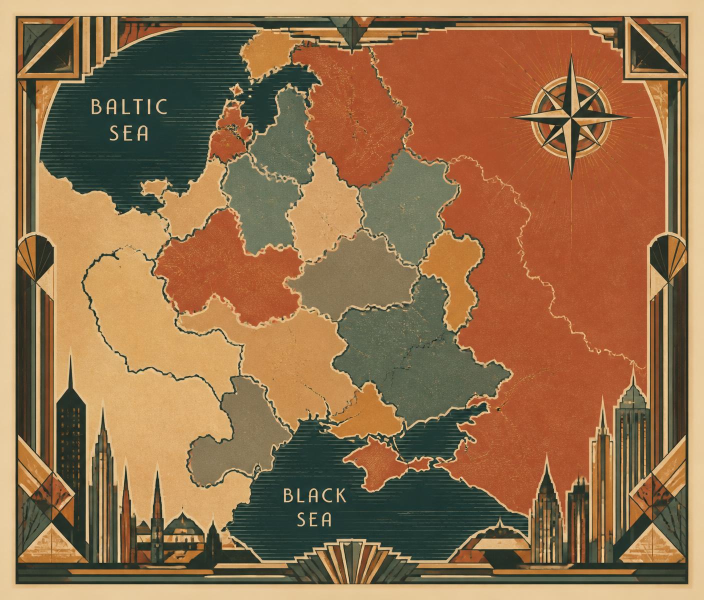 Art deco map of the Pale of Settlement