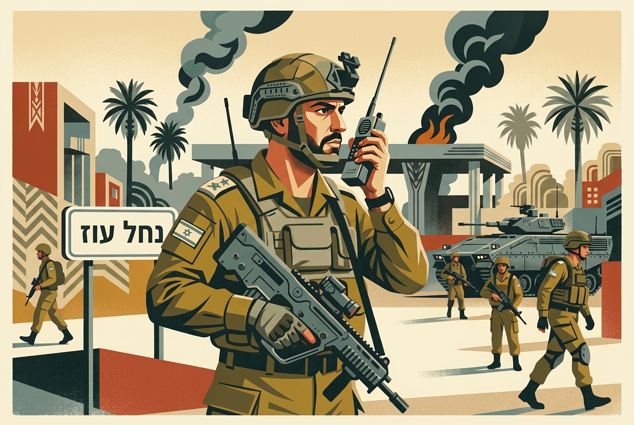 IDF soldiers arriving at Nahal Oz on October 8
