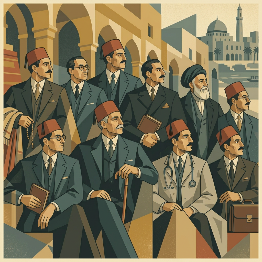 Baghdadi Jewish notables in tarboush and suits