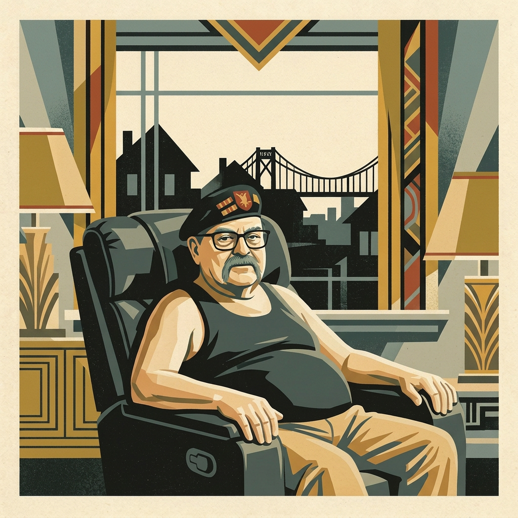 Shlomo as an old man in his New Jersey apartment